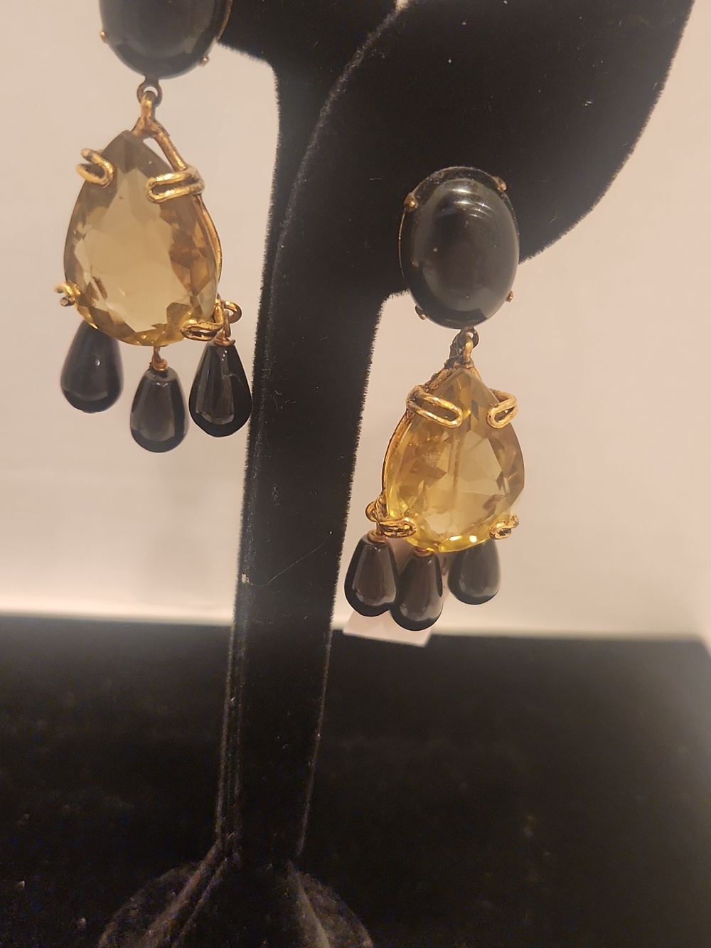 HASSAN BOUNKIT Topaz& Black Onyx Clip Drop Earrings
